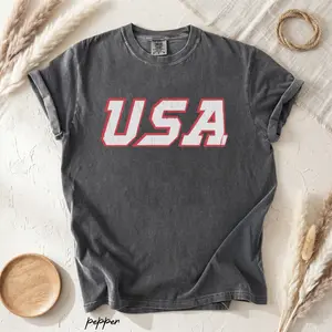 Comfort Colors Unisex Vintage USA Tee, Patriotic July 4th Red White and Blue Shirt, America 250th Birthday Celebration Tee, Retro Independence Day Gift Shirt