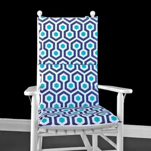 Blue Hexagon Geometric Rocking Chair Cushion