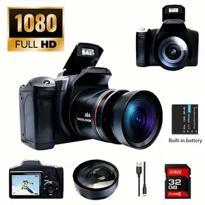 [16x Zoom, 1080P Camera] 1080P Digital Camera for Photography | 2.4 Inch LCD Screen, 16x Digital Zoom, 9.88mm Wide-Angle Lens, Mini Camera Vlog Camera, Requires 4 AA Batteries