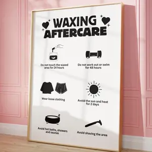 Waxing Aftercare Instructions Poster, Esthetician Beauty Salon Wall Art, Black Wax Artist Small Business Art Print, Minimalist Modern Decor Poster ( PRODUCT DOES NOT INCLUDE FRAME )