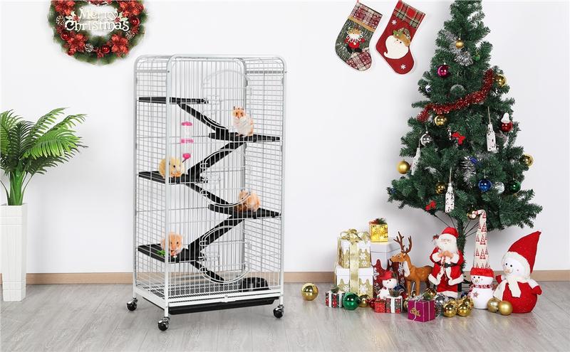 Yaheetech 52-inch Ferret Cage 6 Level Metal Rat Cage with 3 Front Doors/Feeder/Wheels Small Animal Cage for Ferret/Chinchilla/Bunny/Rabbit/Squirrel