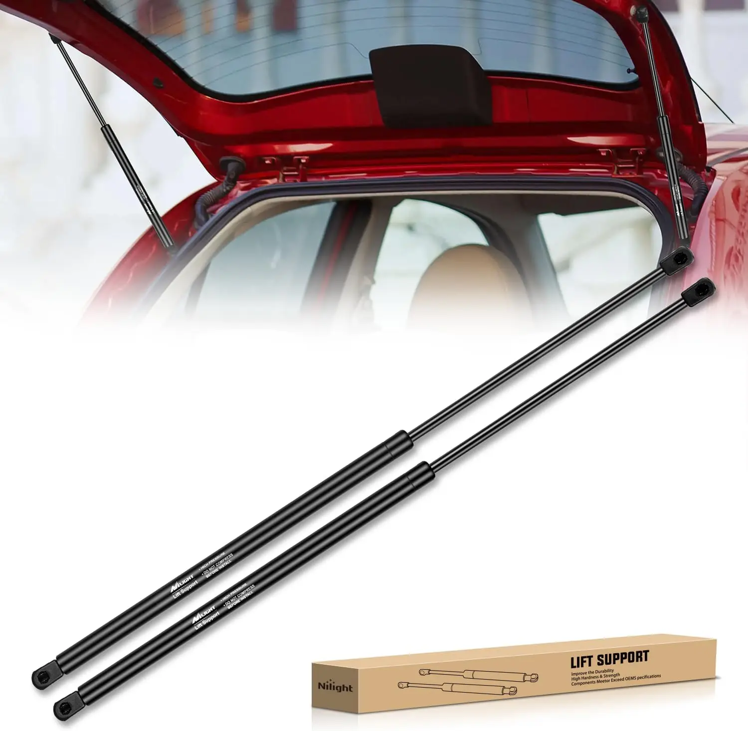 Nilight 2-Piece 19-Inch Automotive Rear Hatch Struts 6261 Series, 817711u000 Car Repair Tools Tailgate Lift Supports for Kia Sorento 2011-2014, Compressed Length-12.12 Inches Rear Door Shock Rods Kit, 45,000 Fatigue Tests