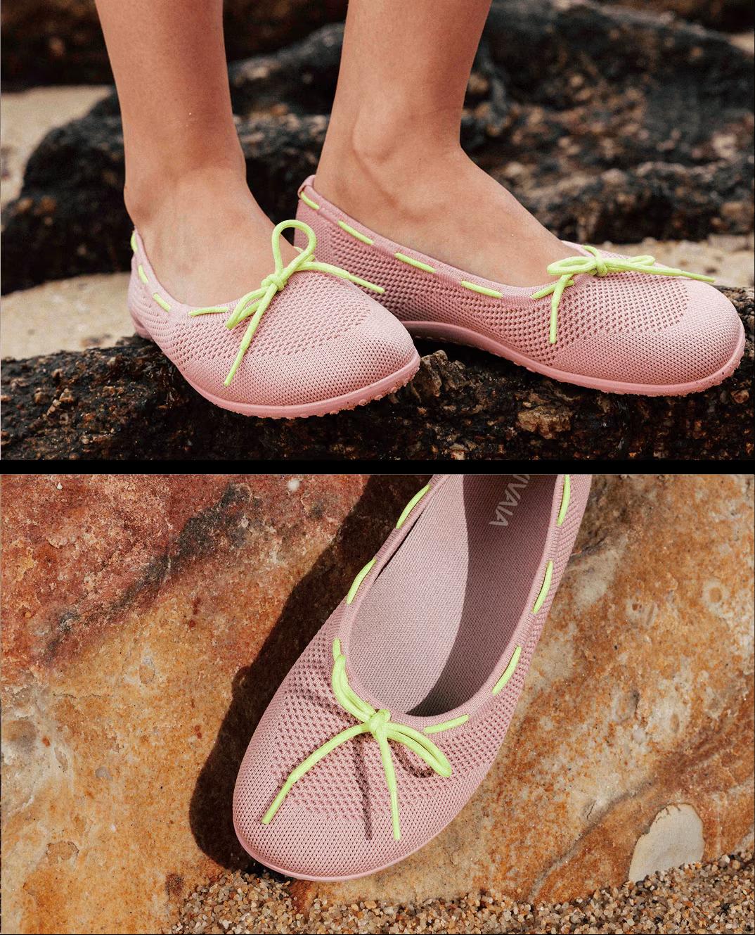 VIVAIA Round-Toe Mesh Barefoot Flats, Wide Feet Friendly, Mashine Washable, Ultra Lightweight, Summer Flats, Comfortable Ballet Flats, Suitable for Shopping, Vacations, Commute(Nika)