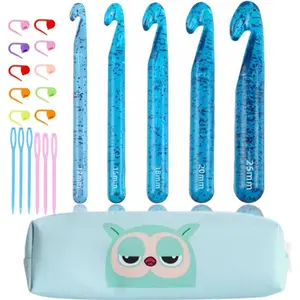 Large Crochet Hooks,25mm 20mm 18mm 15mm 12mm Crochet Hooks for Chunky Yarn,Big 12 mm-25 mm(Blue)