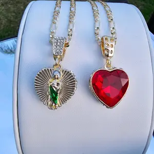 San juditas with heart pendant necklace