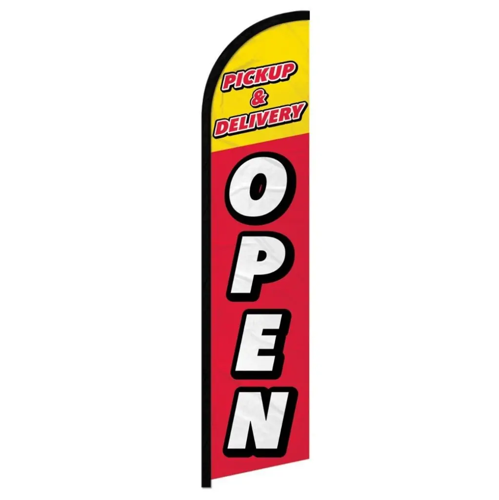 Windproof Outdoor Polyester Flat Banners - 11.5ft x 2.5ft Easy-Install Windless Advertising Flags, Home & Festive Party Supplies Backdrop for Pickup & Delivery Scenarios, Party Decor