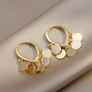 Women's Geometric Round Tassel Ear Stud Earrings - Elegant, Feminine, Sparkly Flatback Stud Earrings, Easy-to-Wear Fashion Costume Jewelry Accessory (1 Pair)