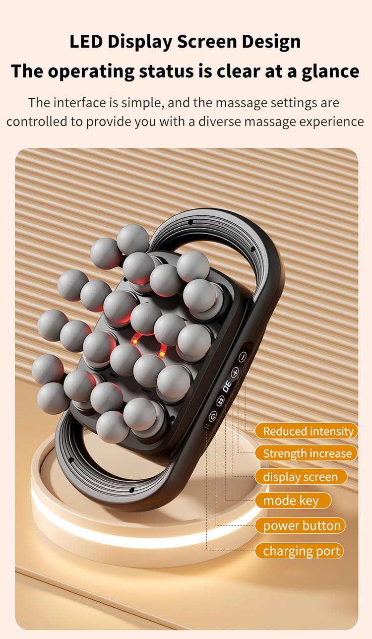 24 fascia guns with 3 modes to adjust 30 levels of massage vibration, used to relieve pain in the back, shoulders, legs, and feet. Equipped with a red light massage gun, it can be used as a gift to adjust daily fitness routines