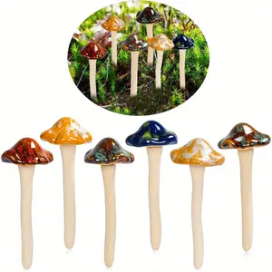 6 PCS Mushroom Potted Decoration Mushroom Garden Ornaments Garden Decorative Mushrooms Ceramic Material Mushroom Garden Patio Decoration DIY Potted Flower Pot Plants Lawn Garden Outdoor Ornaments Holiday Gifts Artificial Home