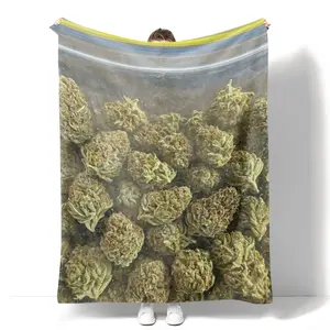 Funny Floral Stripe Fleece Blanket Soft Warm Polyester Throw All Season Machine Washable for Bed Sofa