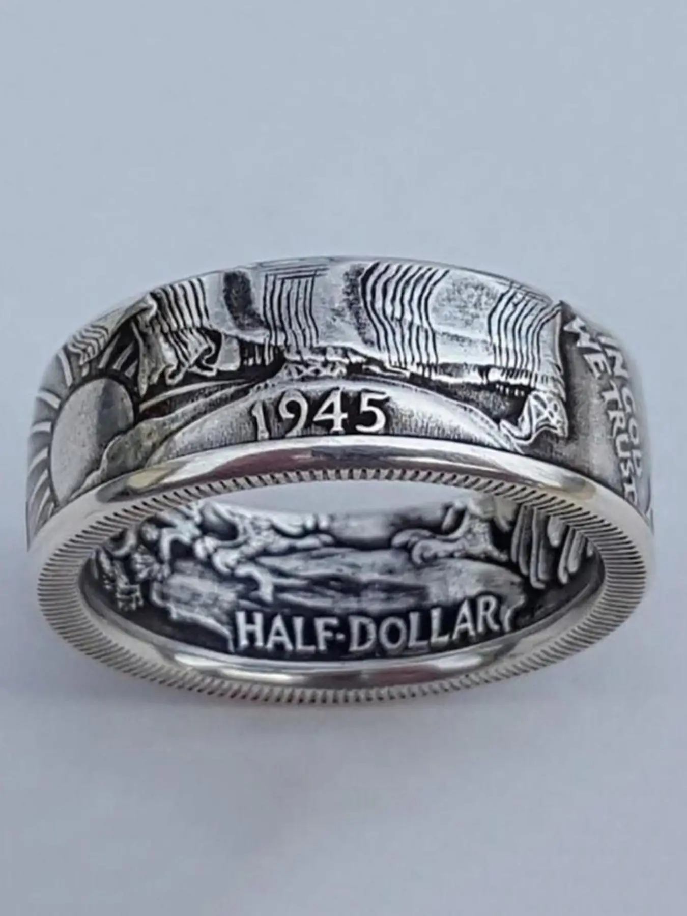 Dollar Coin Design Punk Style Vintage Engagement Ring, Fashion New Trendy Rings Jewelry & Goth Accessories for Men, Retro Classic Promise Ring for Da