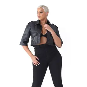 Faux Leather Crop Jacket