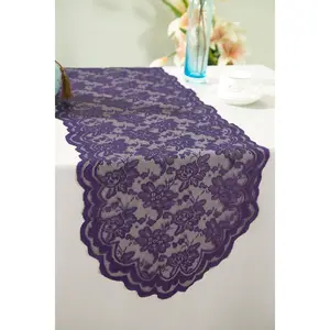 13.5"x108" Caspari Lace Table Runners - Eggplant (1pc)