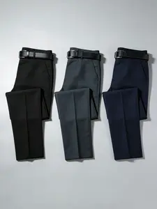 Men's Elegant Golf Long Pants, Casual Sporty Outdoor Pants, Polyester + Spandex Stretch Fabric, Ideal for Hiking Running, No Belt Included