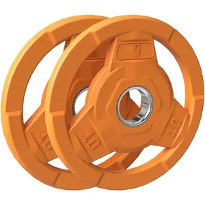 Color Coded 2-Inc Rubber Coated Olympic Grip Plate for Barbell,Solid Cast Iron Weigt Plates for Strengt , Weigtlifting, ome Gym, 2.5/5/10/15/25/35/45 LB, Single and Pair