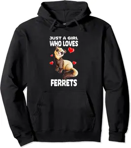 Cute Ferret Girl Just A Girl Who Loves Ferrets Pullover Hoodie - Williamze Shop 55B0B1JNBHQD