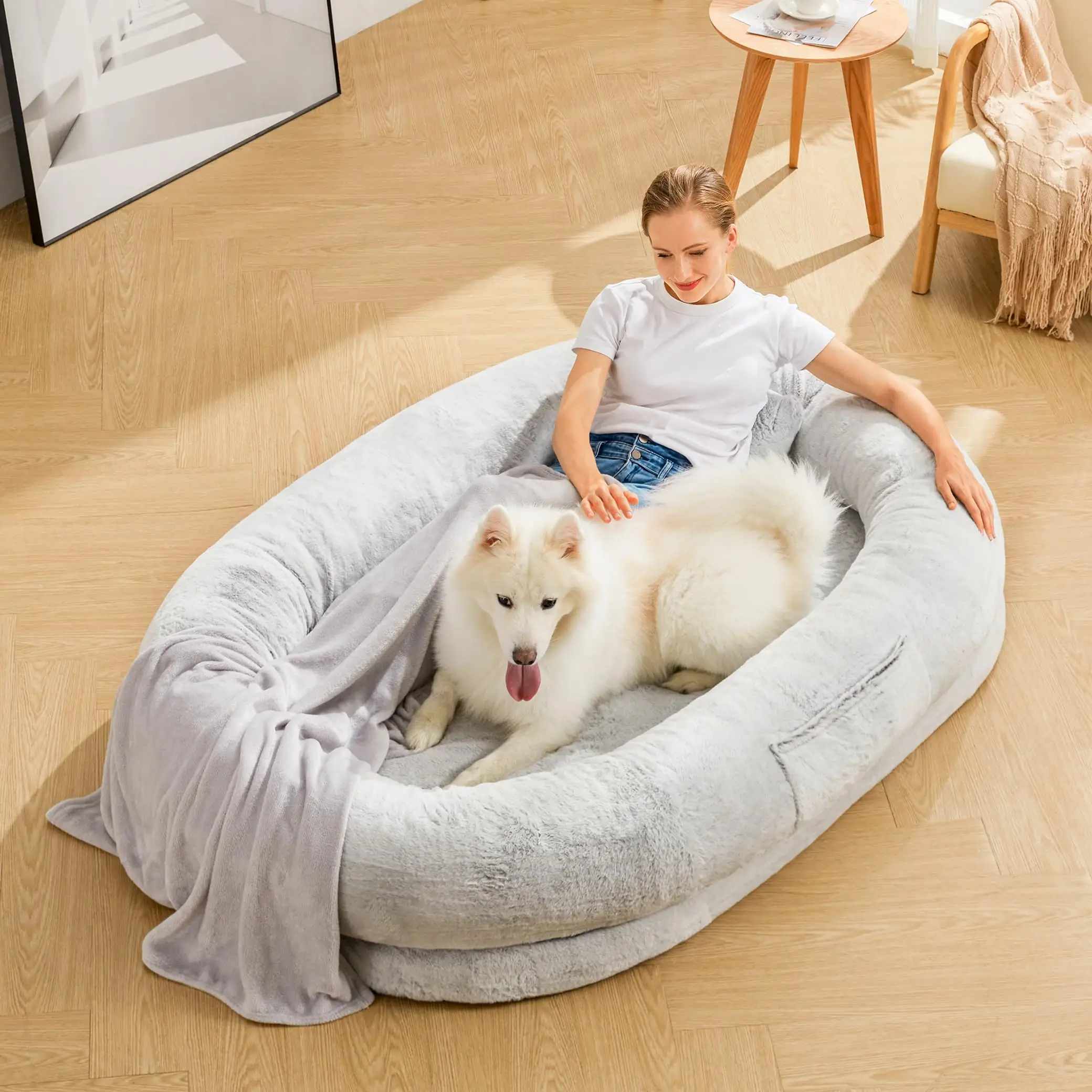 【Springtok】Human Dog Bed - 71''x47''x12.5'' Dog Bed for Humans Size Fits You and Pets, Napping, Faux Fur Plush Dog Bed for Human Adults Doze Off,Adult