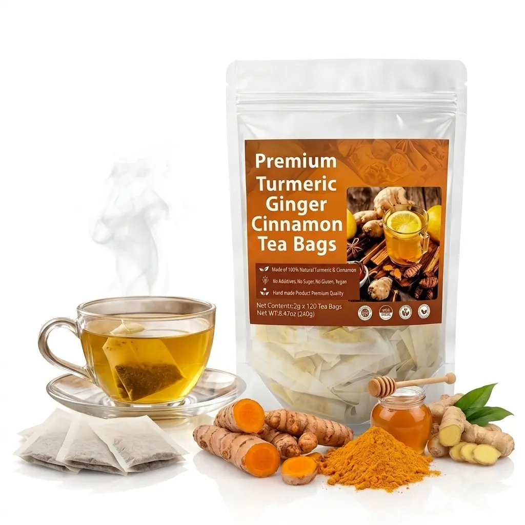 Natural Turmeric Ginger Cinnamon Herbal Tea – Organic Wellness Blend with Antioxidant-Rich Ingredients, 100% Handmade, Caffeine-Free, Sugar-Free, Gluten-Free, Vegan-Friendly Daily Herbal Drink