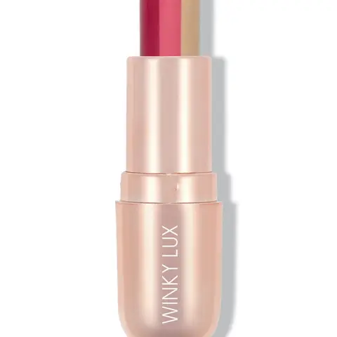 Winky Lux Strawberry Rose Tinted Lip Balm | Tri-Colored Pink-Tinted Balm with Vitamin E & Jojoba Oil, Fresh Strawberry Flavor