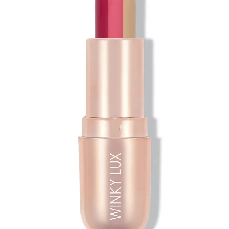 Winky Lux Strawberry Rose Tinted Lip Balm | Tri-Colored Pink-Tinted Balm with Vitamin E & Jojoba Oil, Fresh Strawberry Flavor