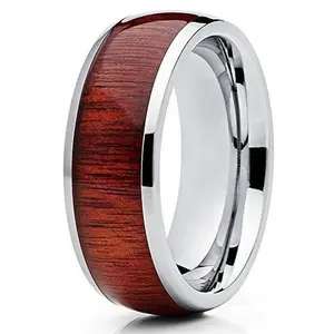 Wide Style, Dark Koa Titanium Ring, 8mm