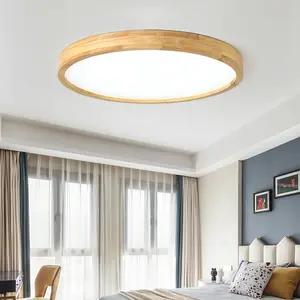 1-Pack Nordic 23/30cm Ultra-Thin Wood Ceiling Lamp Home Decorative Lamp LED Modern Round Decorative Ceiling Light Suitable for Corridor Balcony Living Room Cloakroom Bedroom Staircase Hallway Home Indoor Wooden Decoration (Strong Wiring Installation)