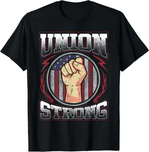 Union Strong Shirt Union Worker Labor Day Gift Men Women T-Shirt Pure Cotton Graphic Tees Menswear Top: Gifts for Men & Women