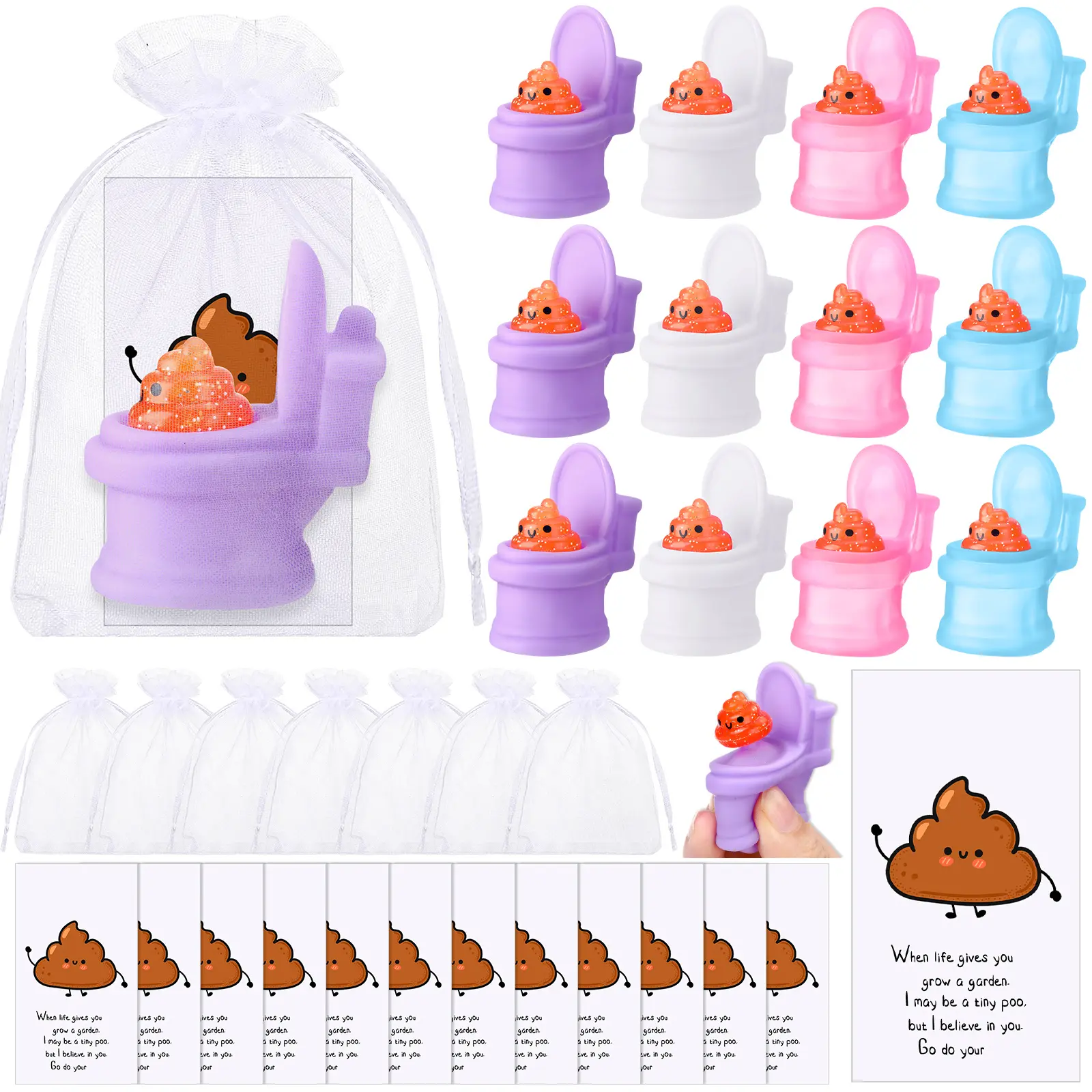 Mini Positive Poop Resin Stress Relief Gadgets with Inspirational Greeting Cards, Labor Day Funny Employee Appreciation Mini Gifts, Oddities Surprise Gag Gifts for Office White Elephant Party Favors, Oddities Gifts