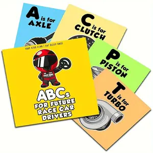 Fun Engaging Abc Booklet for Car Enthusiasts, Racing Driver Preferred Abc Guide, Automotive Parts Reference Book, Educational Reading Material, Activity Books