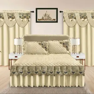 5 Pieces Bedroom Set New Sheet Cream Bedding Set with Matching Curtains for Cozy Home Decor Complete Set with Red Bedding and Matching Curtains Ideal for Bedroom Decor