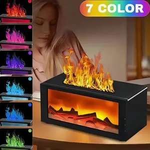 Upgraded 300ml Air Humidifier & Aroma Diffuser with 7-Color LED Flame Effect, Essential Oil Diffuser, Aromatherapy Machine, Remote & Timer for Home, Bedroom, or Office, Air Purifier for Relaxing Atmosphere
