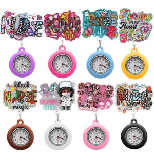 Classic pocket watch for hospital nurses and doctors, with a unique design and practical retractable badge clip chest watch pendant
