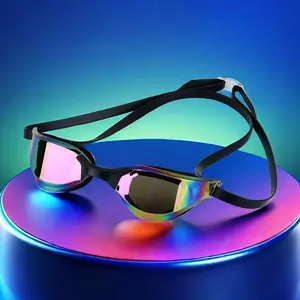 Colorful anti-fog swimming goggles, adjustable for adults, water sports and competition equipment, made of polycarbonate material, electroplated, goggles