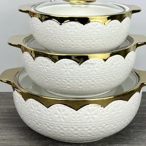 Ceramic Soup Bowls Cookware Set - Stockpot with Handle, Compatible with Multiple Cooktops for Home Kitchen Use