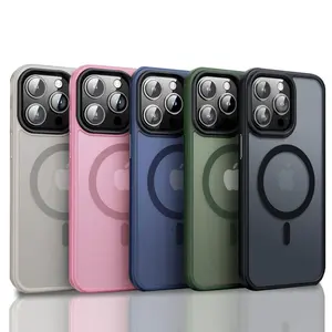 Shockproof Case for iPhone 16 16e 15 14 13 Plus 12 11 Pro Max Compatible with MagSafe, Translucent Matte Back Slim Phone Cover