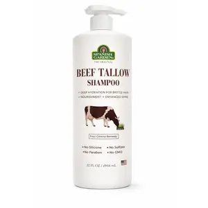 SPANISH GARDEN Beef Tallow Natural Shampoo, Sulfate-Free Protein Cleanser – Daily Deep Hydration, Nourishment, Shine, Hair Restore