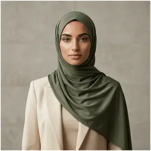 Bamboo Jersey Hijab Olive Green  - Maxi Size (But Not Bulky!)