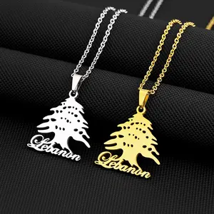 titanium steel Lebanon national emblem pendant necklace fashionable smooth titanium steel couple necklace