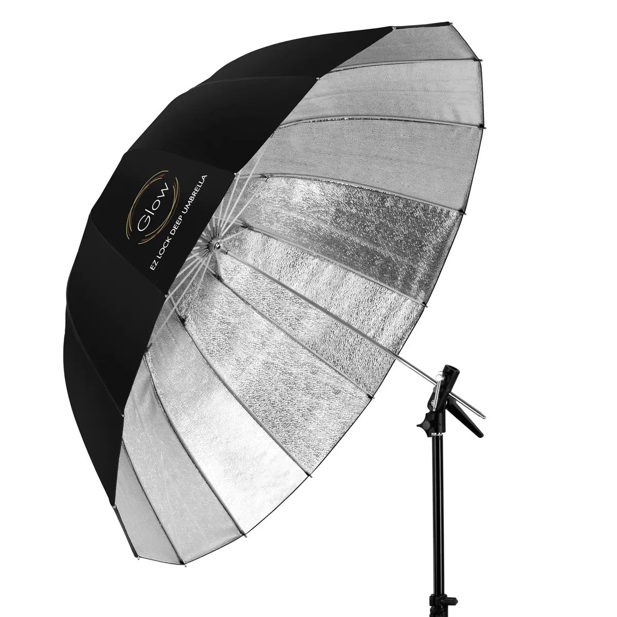 Glow Light 51" Large Deep Beaded Silver Fiberglass Umbrella with Easy Lock Mechanism for Camera Accessories
