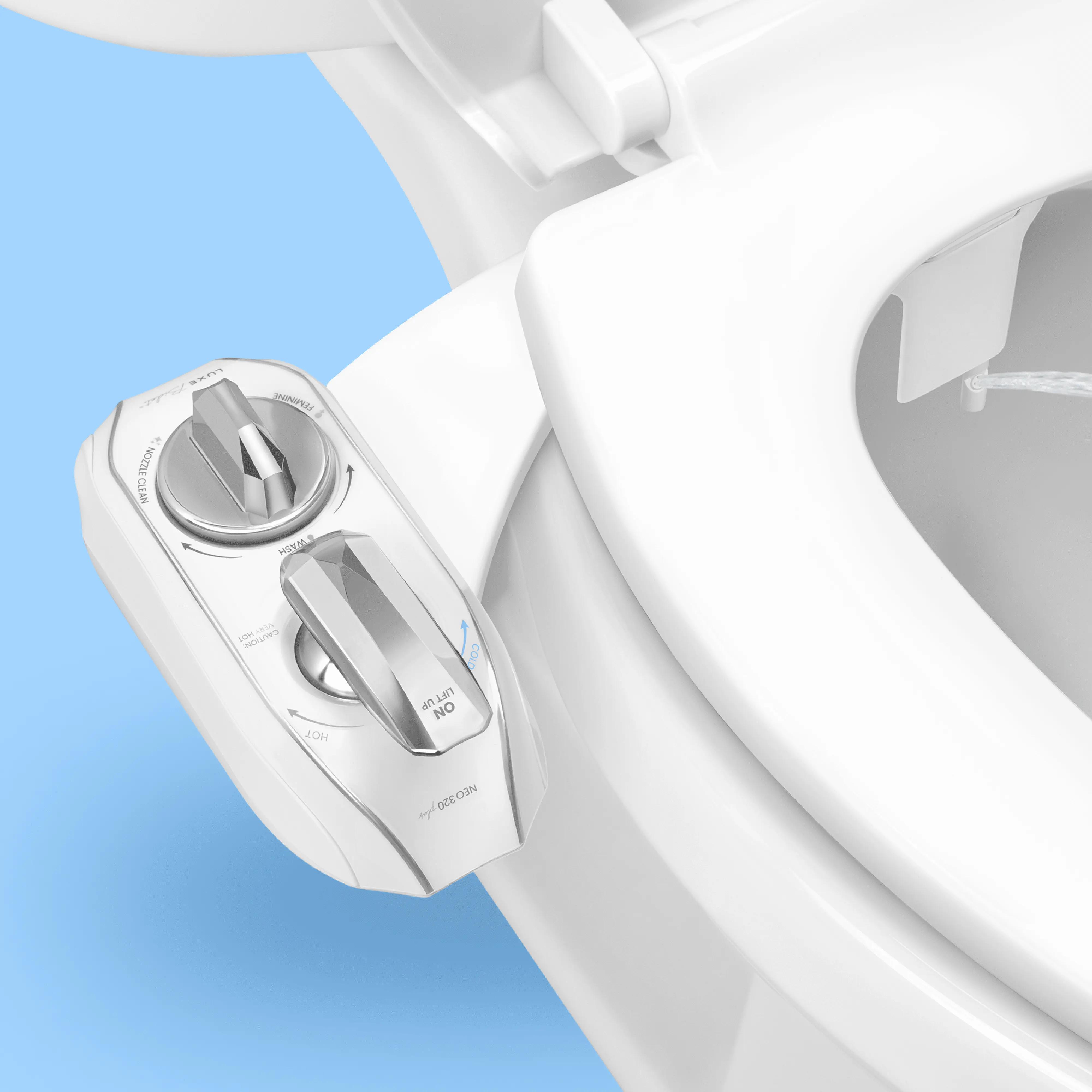 LUXE Bidet NEO 320 Plus Mechanical Bidet Attachment - Dual Nozzle Warm Water Toilet Seat Accessory, Rear & Feminine Wash, Easy Slide-in Install, Patented 360° Self-Clean Function, Dual Nozzle Bidet