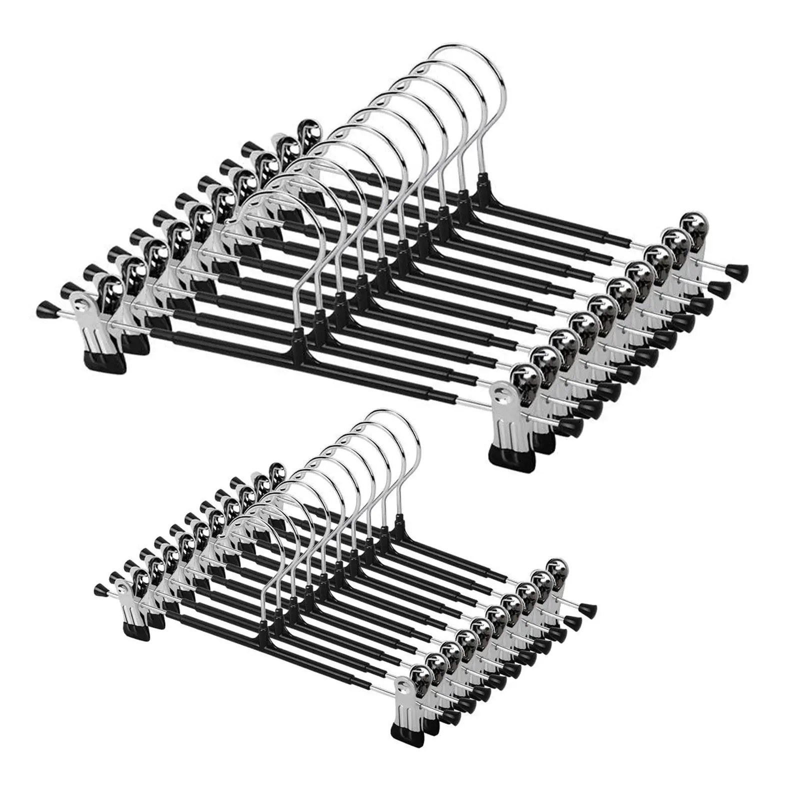 Black Universal Heavy-Duty Multifunctional Clip Hangers - 20 Pack, 12in Adjustable, Sturdy Non-Slip Space-Saving Wardrobe Organizers with Clip for Women's Pants, Flared Skirts, Back to School Home Supplies