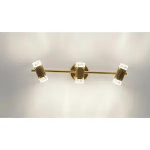 Aurum Beam Vanity Light– Brushed Brass & Crystal Cylinder Series