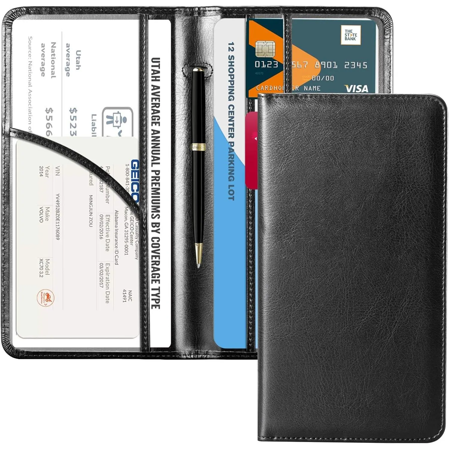 Premium Quality Handcrafted PU Leather Car Registration & Insurance ...