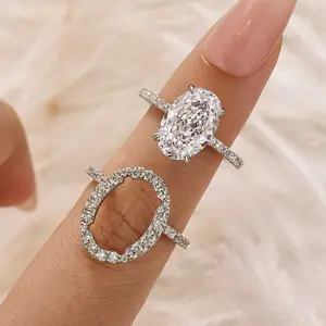 Maxine CZ 3.5ct Oval Cut Insert 2PC Engagement Ring Set,5A Cubic Zirconia Bridal Ring Set,Women's Ring Jewelry,Wedding Ring Set for Daily,Travel,Proposal,Birthday,Anniversary