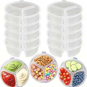 3 Compartment Sealed Disposable Food Containers with Lids, Stackable Lunch Container, Leak Proof High Quality Plastic, Leakproof Container, Kitchen Food Storage, Ideal for Meal Prep, Picnics, Parties, Takeout