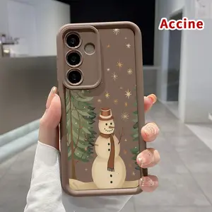Compatible with Samsung Galaxy S24 Plus S25 S23 S22 Ultra S24+ Case Snowman in Pines Pattern Soft Non Slip Rugged Durable Smartphone Cover for Boy