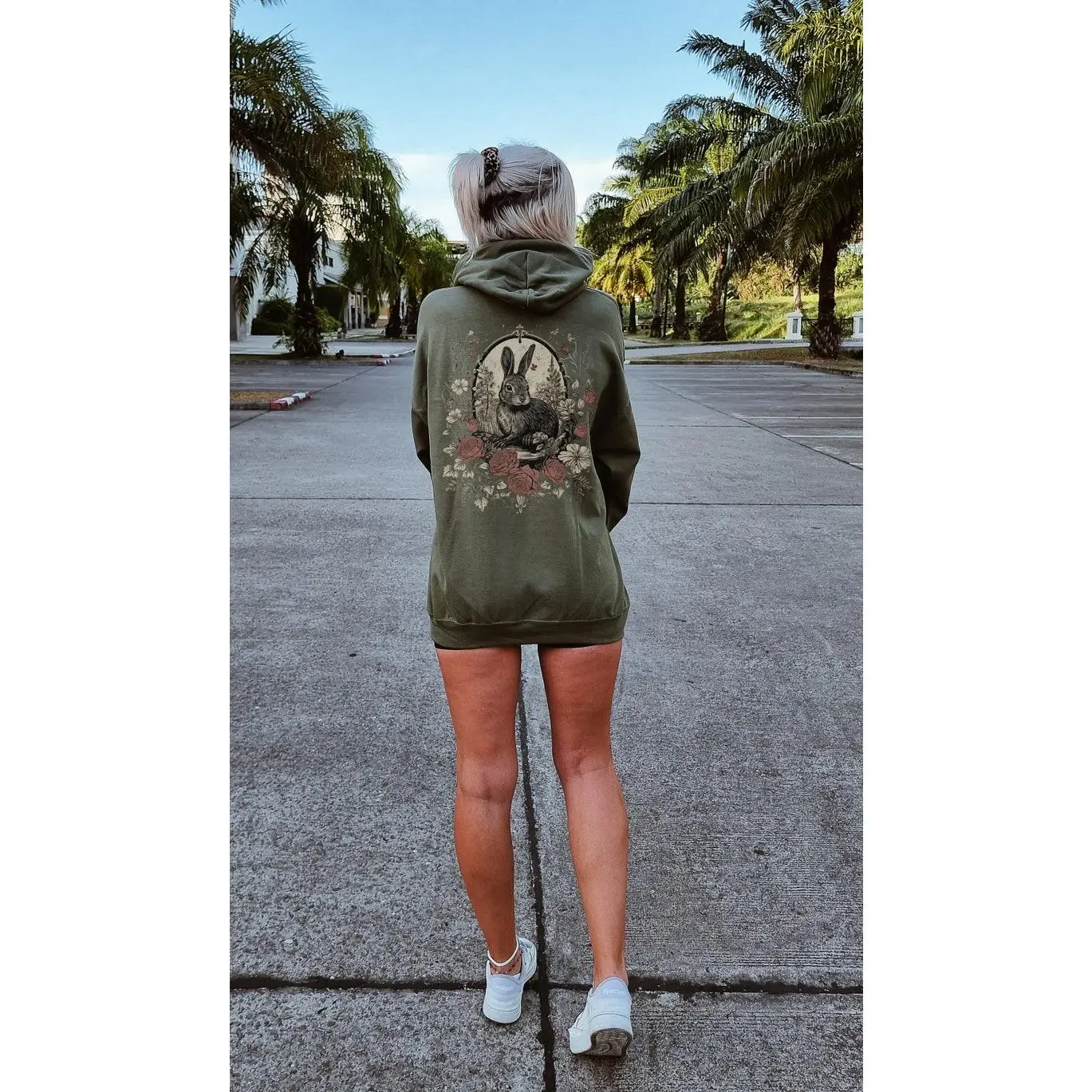 Whimsical Vintage Victorian Woodland Rabbit Hoodie Old Nature Tree Shirt Forest core Hoody Cottage Sweater Cute Goblincore Botanical Top