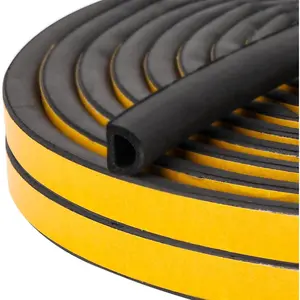19.7Feet Rubber Weather Stripping Door Seal, Self-Adhesive Seals for Door Window Gap, Soundproofing, Insulation Strip, Door Sealers for Door Frame (Black)