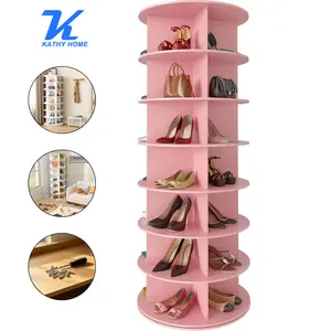 7 Tiers Rotating Shoe Rack Tower, 360° Spinning Shoe Rack, Revolving Storage Round Carousel Display, Freestanding Lazy Susan Organizer Display for Bedroom, Living Room, Entryway, Closet, White #Summervibes