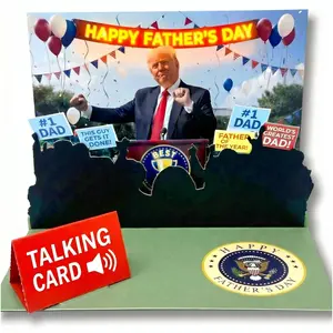 【Fathers Day Gift】Talking Fathers Day Card with Light & Sound - Plays Real Voice, Funny 3D Pop Up Greeting Card, Presidential Podium Scene, Funny Fathers Day Surprise for Dad! fathersdaygift
